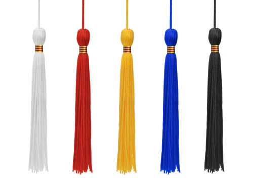 Graduation tassels in multiple academic colors